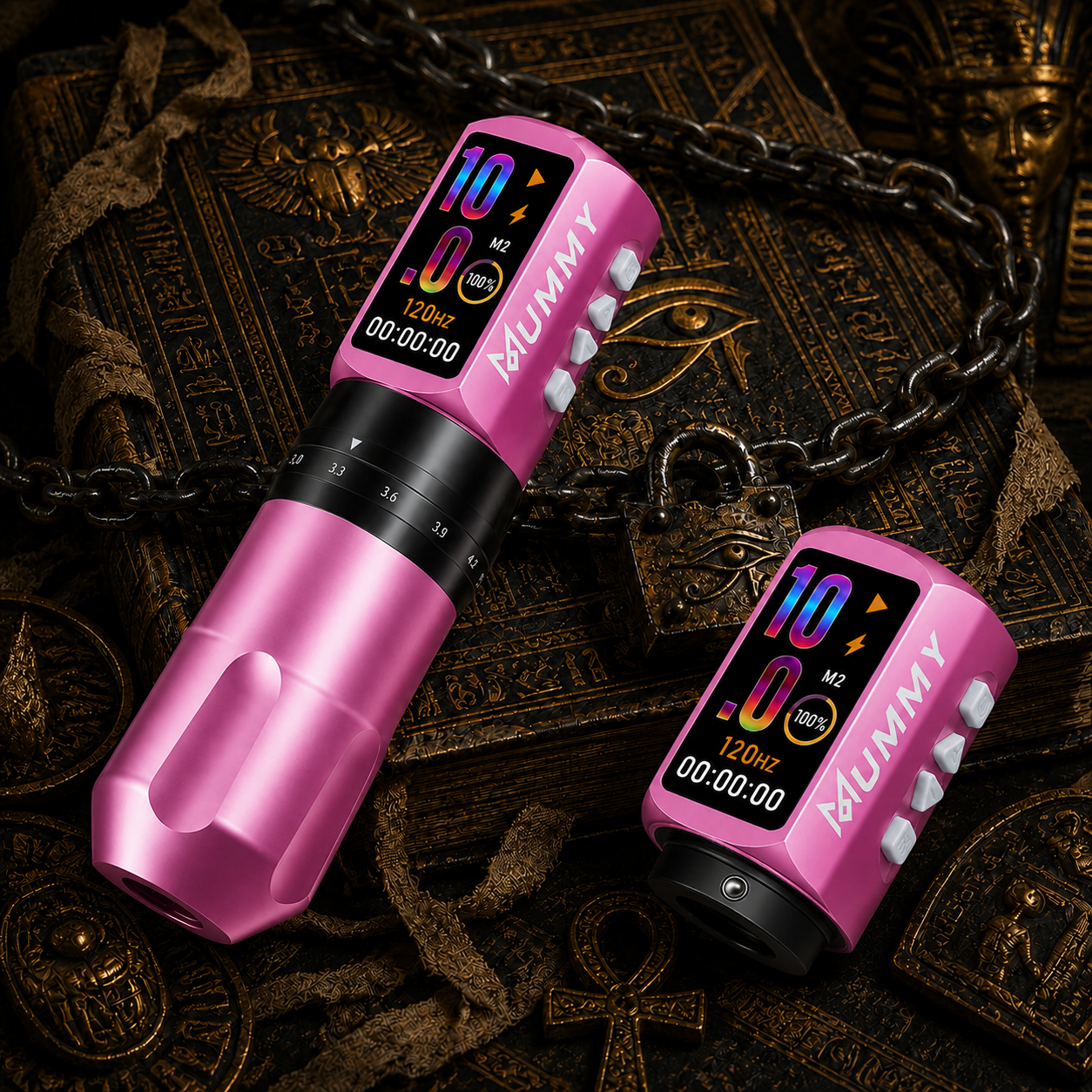 Translation missing: en.Mummy Tattoo Machine Pen with Adjustable 7 Strokes(Dual Battery)-pink