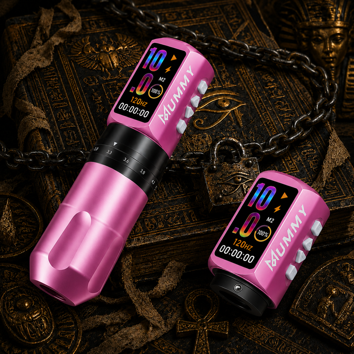 Translation missing: en.Mummy Tattoo Machine Pen with Adjustable 7 Strokes(Dual Battery)-pink