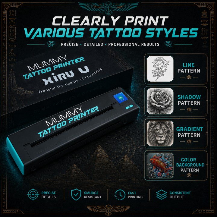 Translation missing: fr.Mummy Wireless Tattoo Stencil Printer, Bluetooth USB Thermal Printer for A4(black+blue)