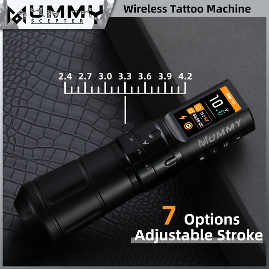 Translation missing: en.MUMMY SCEPTER PROFESSIONAL WIRELESS TATTOO MACHINE ADJUSTABLE STROKE LENGTH(BLACK)