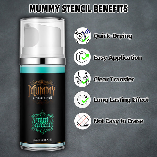 Mummy Tattoo Premium Stencil Gel Tattoo Transfer Gel Solution(pack of 100ml/3.38oz) (mint green)