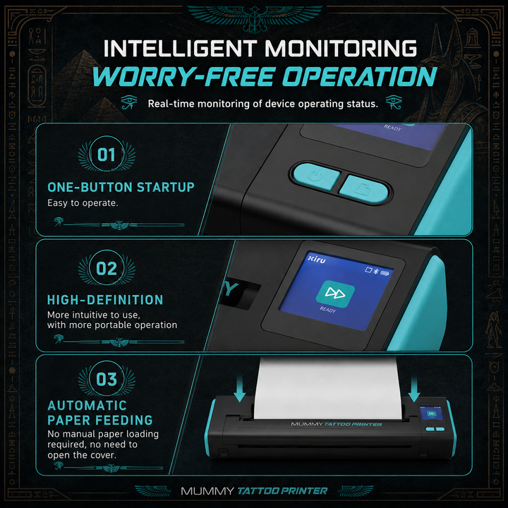 Translation missing: fr.Mummy Wireless Tattoo Stencil Printer, Bluetooth USB Thermal Printer for A4(black+blue)