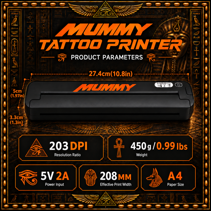 Translation missing: en.MUMMY Tattoo Stencil Printer, Portable A4 Thermal(Black | Orange)
