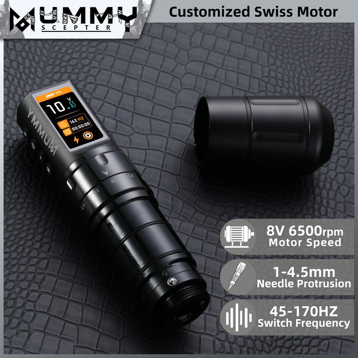 Translation missing: en.MUMMY SCEPTER PROFESSIONAL WIRELESS TATTOO MACHINE ADJUSTABLE STROKE LENGTH(BLACK)