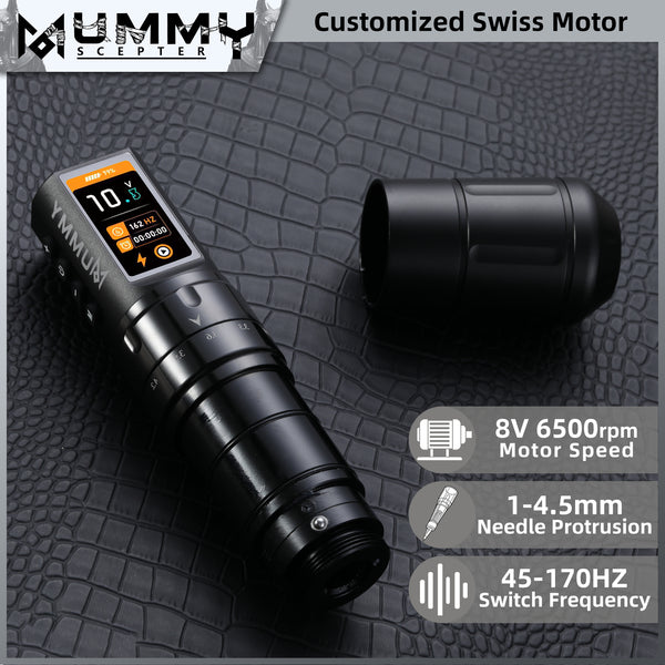 MUMMY SCEPTER PROFESSIONAL WIRELESS TATTOO MACHINE ADJUSTABLE STROKE LENGTH(BLACK)