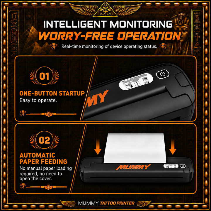 Translation missing: en.MUMMY Tattoo Stencil Printer, Portable A4 Thermal(Black | Orange)