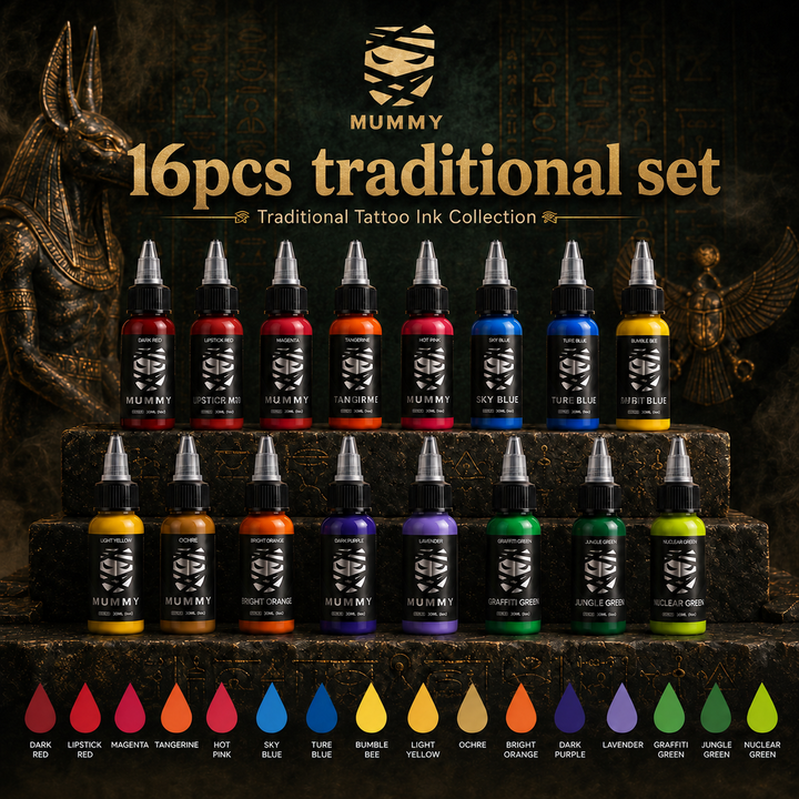 Translation missing: es.Mummy Tattoo Ink 16 Colors Traditional Set