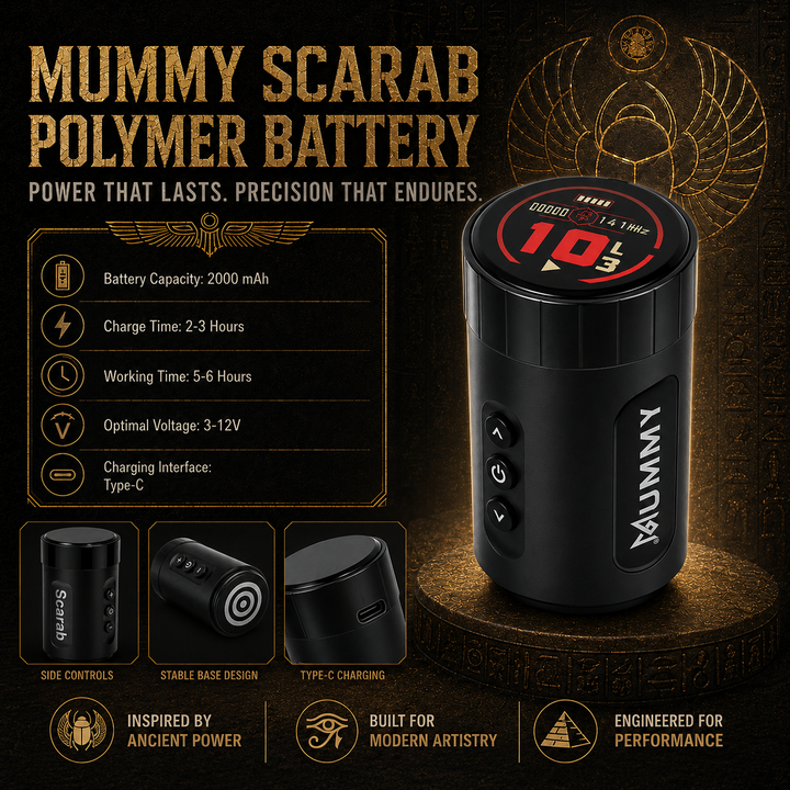 Translation missing: es.Mummy Scarab Direct Driver Wireless Tattoo Machine with Two Battery and Grip