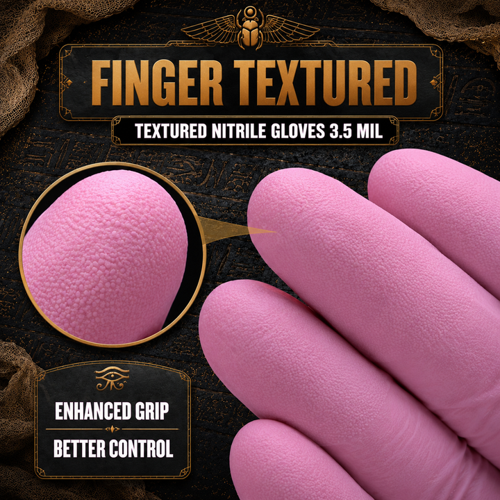 Translation missing: es.Mummy Pink Textured Nitrile Tattoo Gloves 3.5 Mil