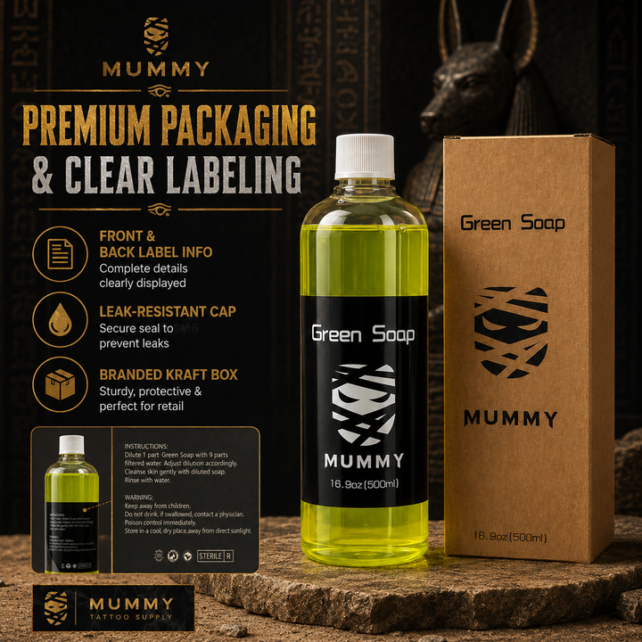 Translation missing: es.Mummy Tattoo Green Soap Concentrate 16.9oz for Skin Prep &amp; Cleaning