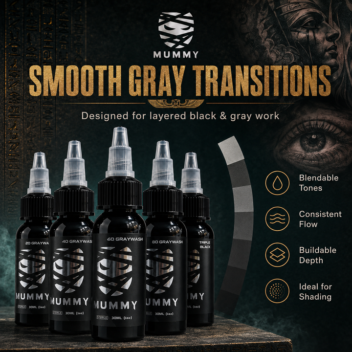 Translation missing: en.Mummy Tattoo Ink Gray Wash Set 30ML/1oz(5 PCS）