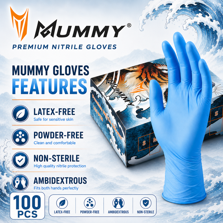 Translation missing: es.mummy Blue Textured Nitrile Gloves 4 Mil