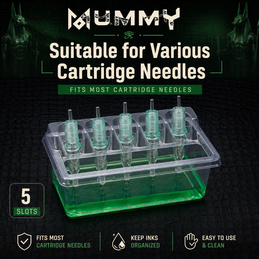Translation missing: es.Mummy Tattoo Ink Tray 20pcs Disposable Cartridge Holder 5 Slots Clear Plastic