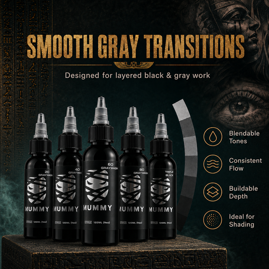 Translation missing: en.Mummy USA Custom Tattoo Gray Wash Ink Set 120ML/4oz(5PCS)