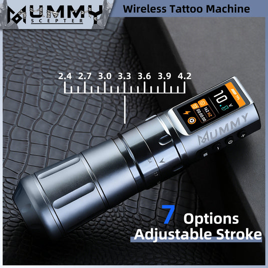 Translation missing: en.MUMMY SCEPTER PROFESSIONAL WIRELESS TATTOO MACHINE ADJUSTABLE STROKE LENGTH(Grey)