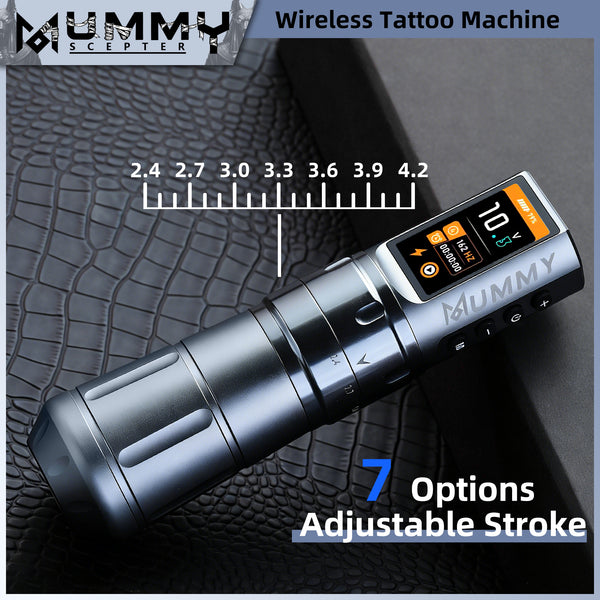 MUMMY SCEPTER PROFESSIONAL WIRELESS TATTOO MACHINE ADJUSTABLE STROKE LENGTH(Grey)