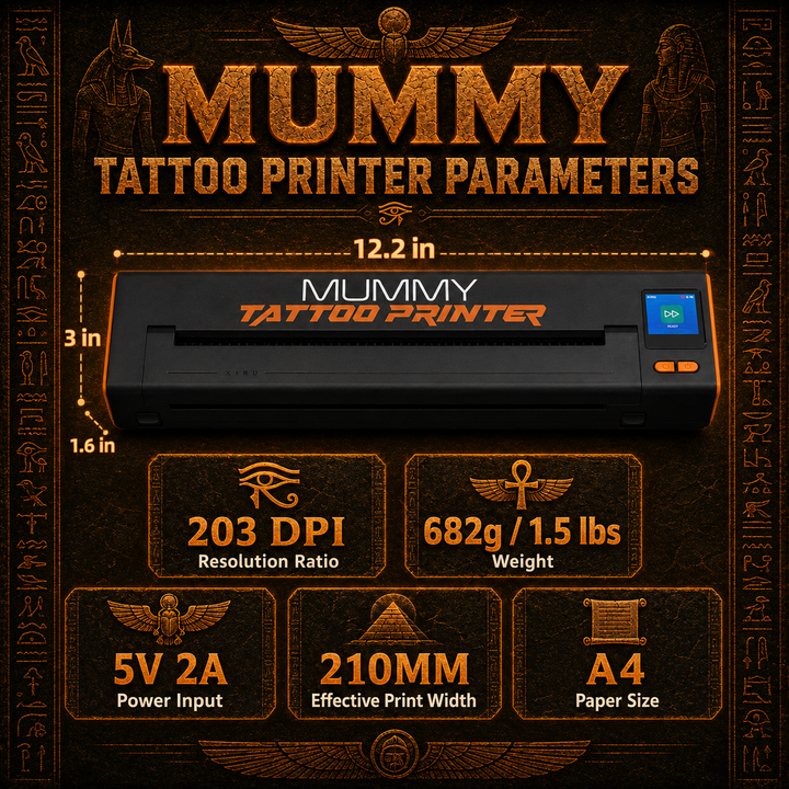 Translation missing: fr.Mummy Wireless Tattoo Stencil Printer, Bluetooth USB Thermal Printer for A4(black+orange)