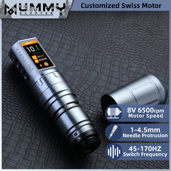 MUMMY SCEPTER PROFESSIONAL WIRELESS TATTOO MACHINE ADJUSTABLE STROKE LENGTH(Grey)