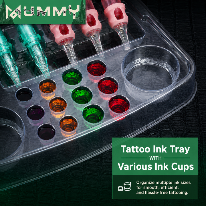 Translation missing: de.Mummy 20pcs Disposable Transparent Tattoo Ink Tray Needle Holder Rack