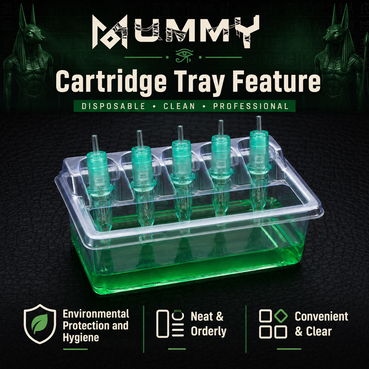 Translation missing: es.Mummy Tattoo Ink Tray 20pcs Disposable Cartridge Holder 5 Slots Clear Plastic