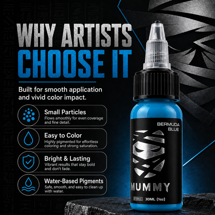 Translation missing: en.Mummy Tattoo Ink, 1oz Professional Pigment for Body Art(Bermuda Blue)