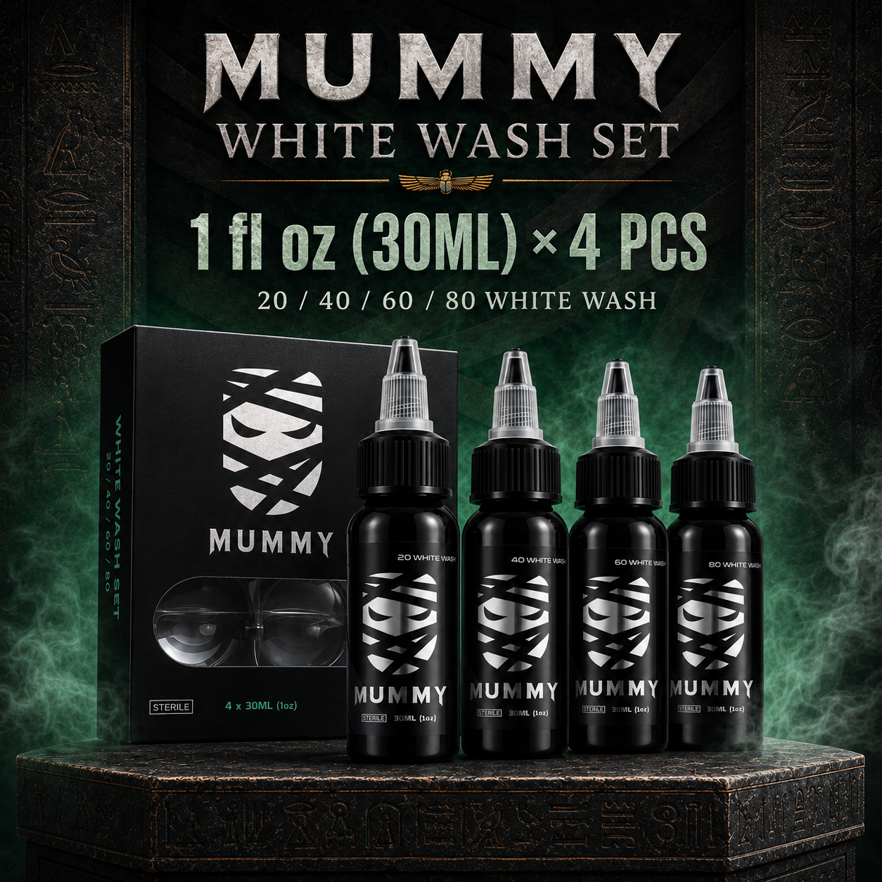 Translation missing: en.Mummy WhiteWash Tattoo Ink  Set 4PCS (30ML)-MK6001