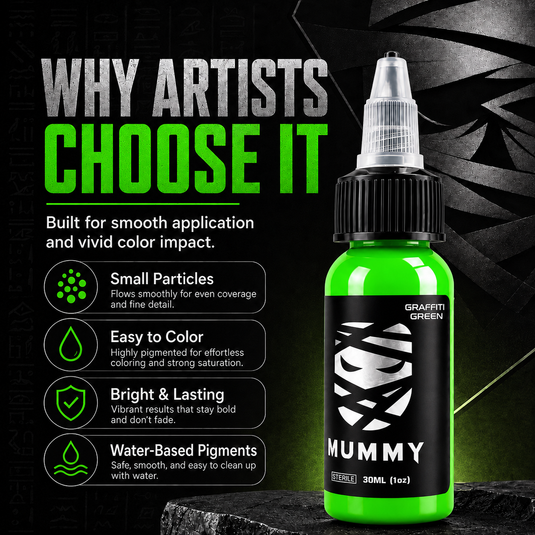Translation missing: en.Mummy Tattoo Ink, 1oz Professional Pigment for Body Art(Graffiti Green)