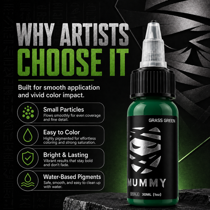 Translation missing: es.Mummy Tattoo Ink, 1oz Professional Pigment for Body Art(Grass Green)