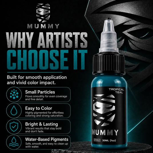 Translation missing: en.Mummy Tattoo Ink, 1oz Professional Pigment for Body Art(Tropical Teal)