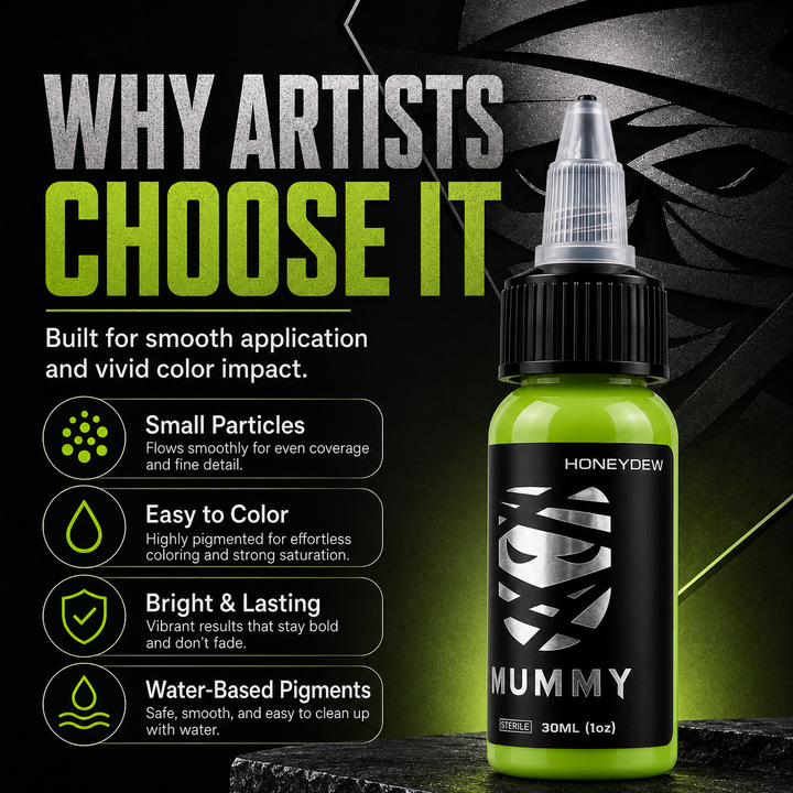Translation missing: es.Mummy Tattoo Ink, 1oz Professional Pigment for Body Art(Honeydew)