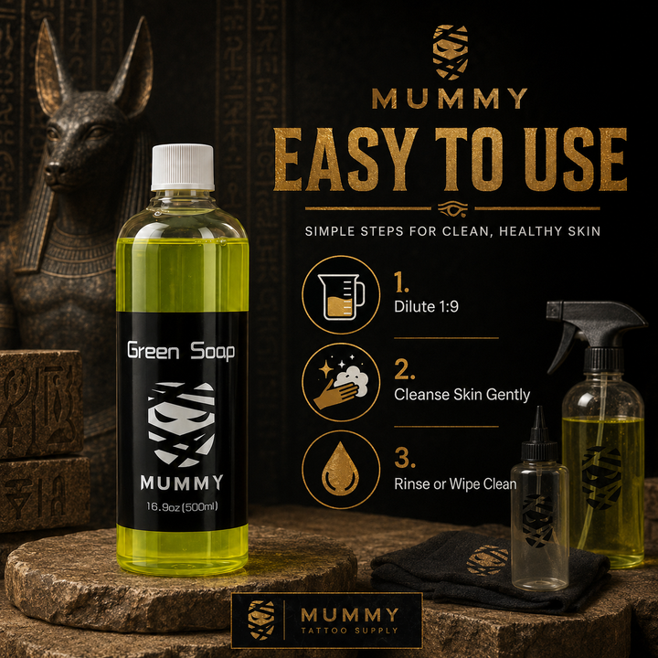 Translation missing: es.Mummy Tattoo Green Soap Concentrate 16.9oz for Skin Prep &amp; Cleaning
