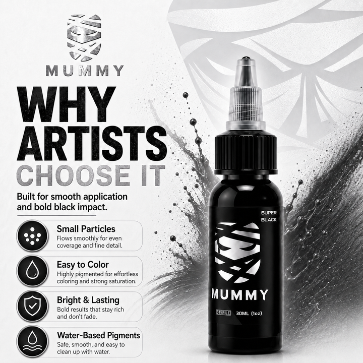 Translation missing: es.Mummy Tattoo Ink, 1oz Professional Pigment for Body Art(Turquoise(super Black)
