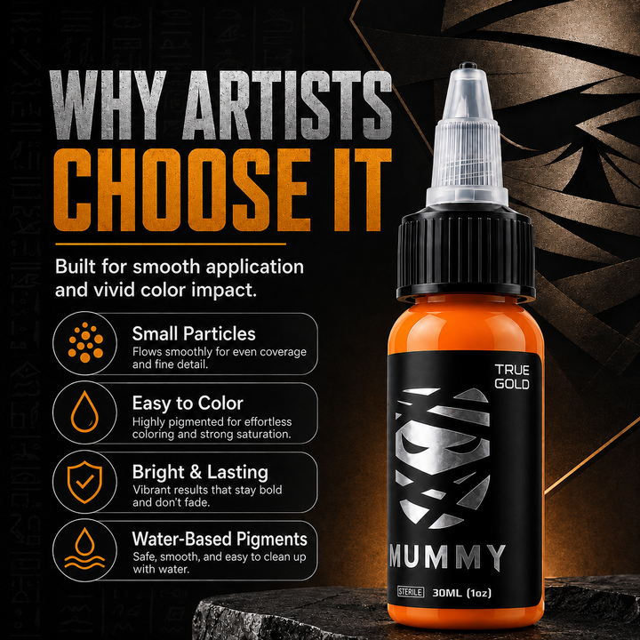 Translation missing: es.Mummy Tattoo Ink, 1oz Professional Pigment for Body Art(True Gold)