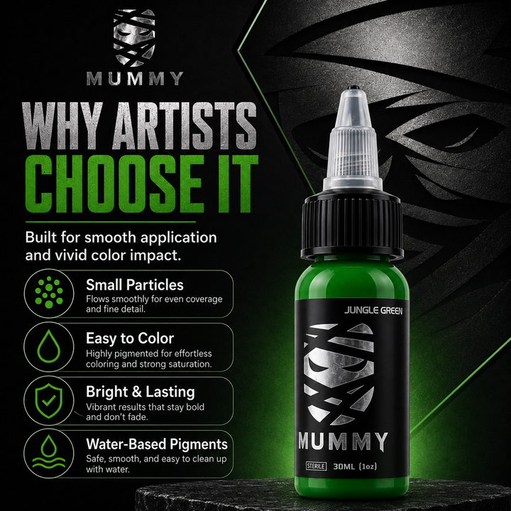 Translation missing: es.Mummy Tattoo Ink, 1oz Professional Pigment for Body Art(Jungle Green)