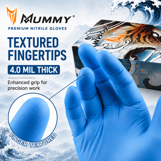 Translation missing: en.mummy Blue Textured Nitrile Gloves 4 Mil