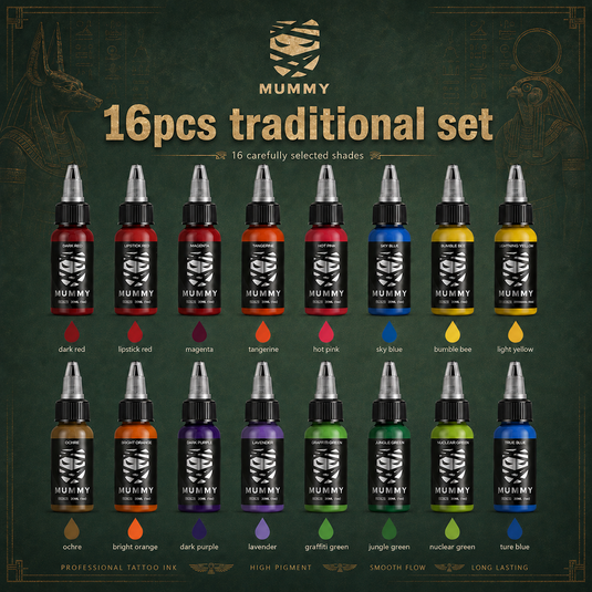 Translation missing: es.Mummy Tattoo Ink 16 Colors Traditional Set