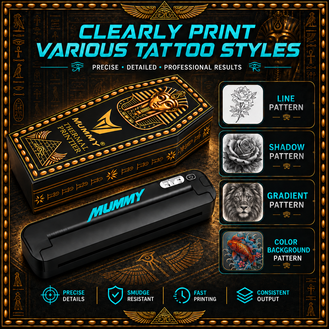 Translation missing: en.mummy Tattoo Stencil Printer, Portable A4 Thermal(Black | Mint Green)