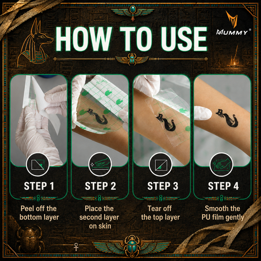 Translation missing: es.MUMMY Tattoo Protective Film Roll PU Second Skin Aftercare Waterproof Breathable Healing Bandage for Fresh Tattoos