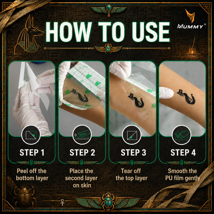 Translation missing: de.MUMMY Tattoo Protective Film Roll PU Second Skin Aftercare Waterproof Breathable Healing Bandage for Fresh Tattoos