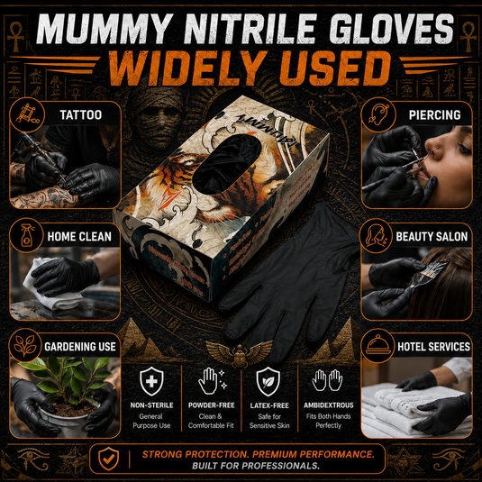 Translation missing: en.Mummy Black Textured Nitrile Tattoo Gloves 4 Mil