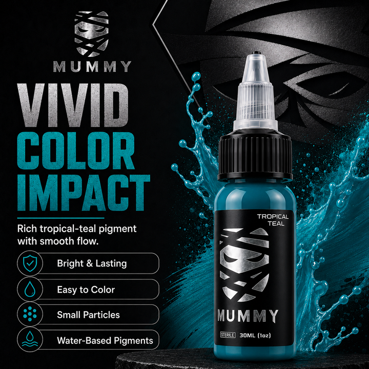 Translation missing: es.Mummy Tattoo Ink, 1oz Professional Pigment for Body Art(Tropical Teal)