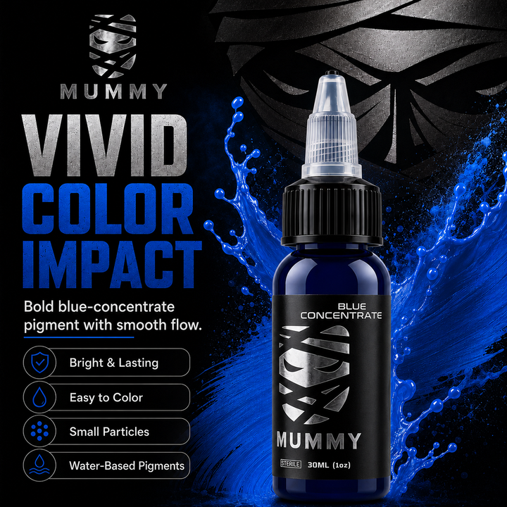 Translation missing: es.Mummy Tattoo Ink, 1oz Professional Pigment for Body Art(Blue Concentrate)