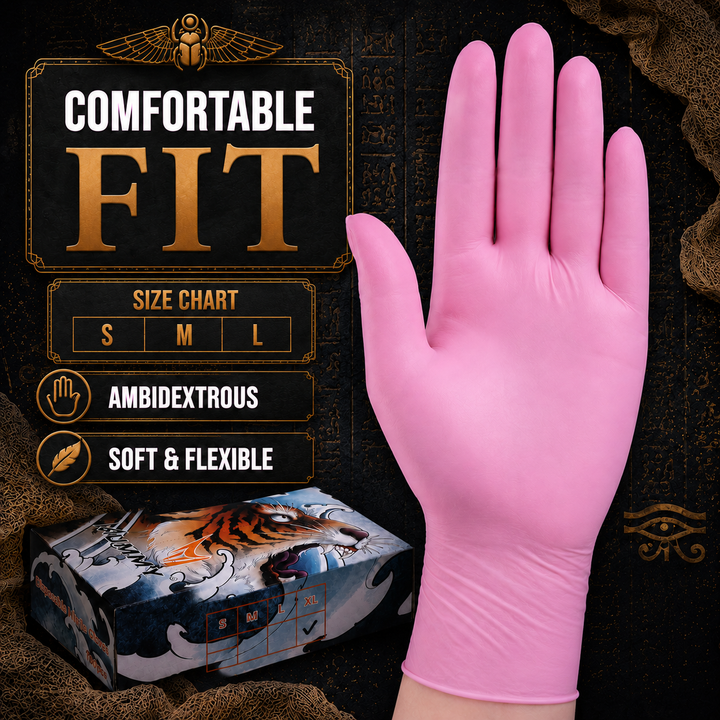 Translation missing: es.Mummy Pink Textured Nitrile Tattoo Gloves 3.5 Mil