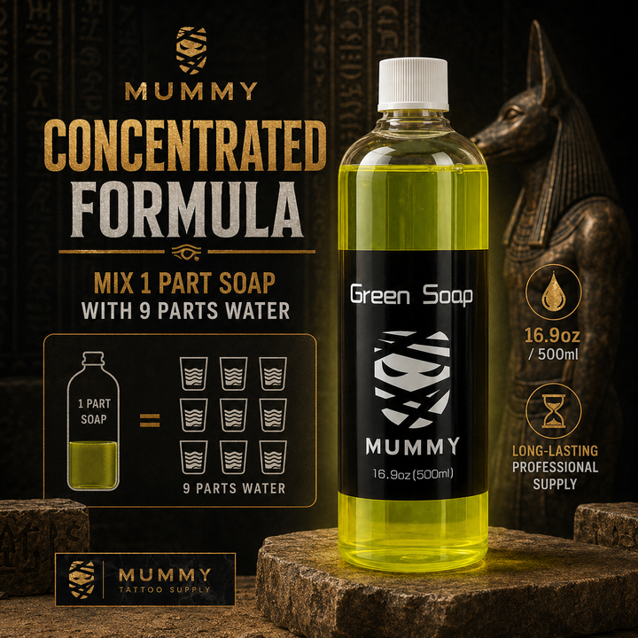 Translation missing: es.Mummy Tattoo Green Soap Concentrate 16.9oz for Skin Prep &amp; Cleaning