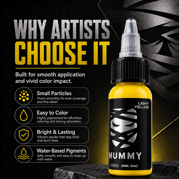 Translation missing: es.Mummy Tattoo Ink, 1oz Professional Pigment for Body Art(Llight Yellow)
