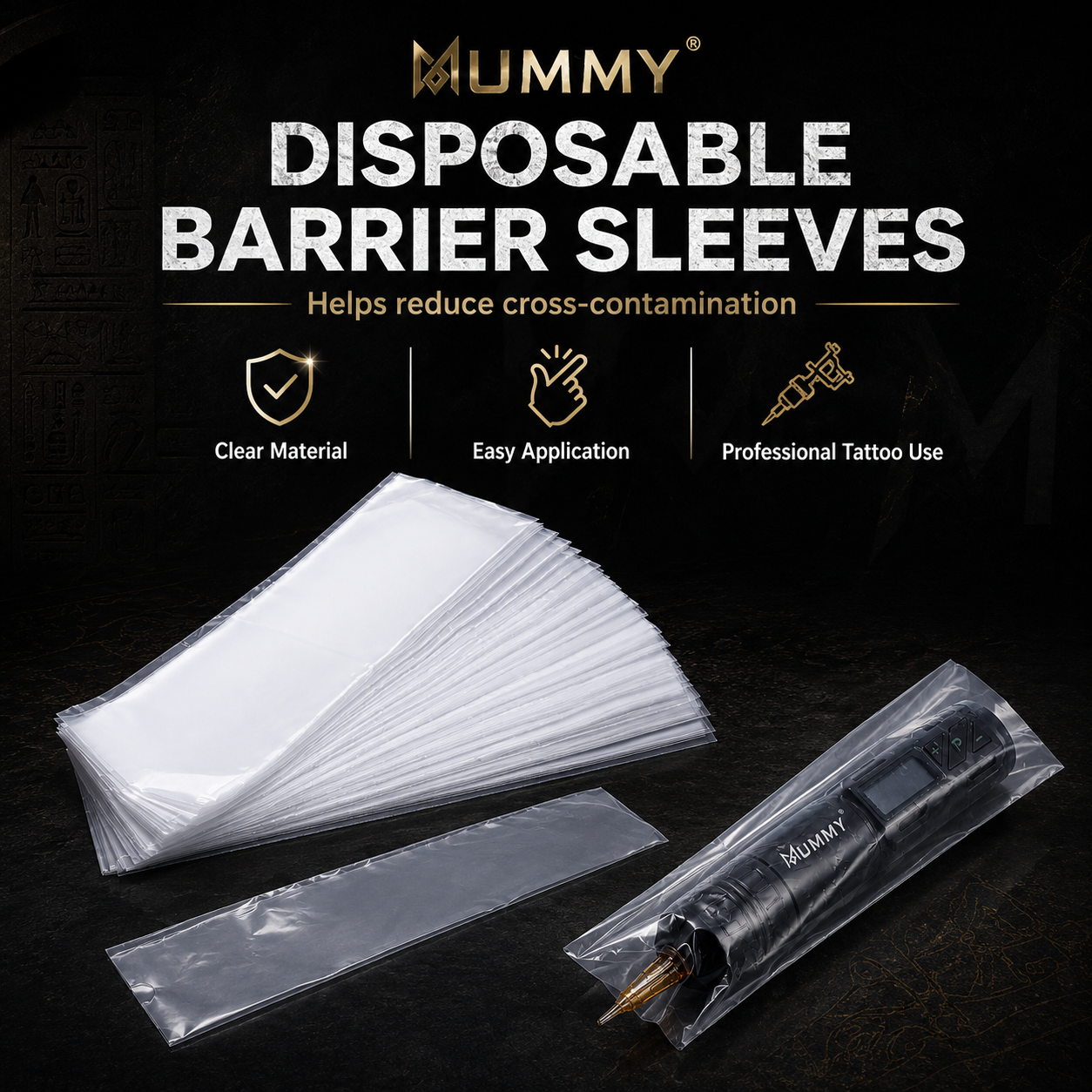 Translation missing: de.Mummy 300pcs Tattoo Machine Covers, Disposable Pen Bags, Transparent