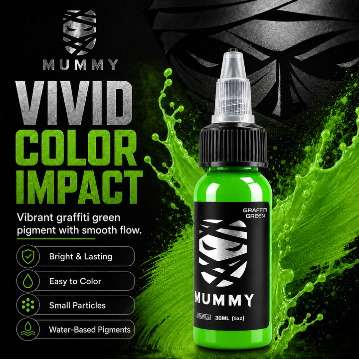 Translation missing: es.Mummy Tattoo Ink, 1oz Professional Pigment for Body Art(Graffiti Green)