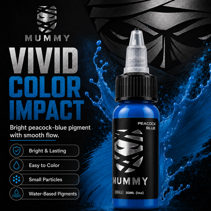 Translation missing: es.Mummy Tattoo Ink, 1oz Professional Pigment for Body Art(Peacock Blue)