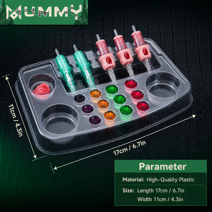 Translation missing: de.Mummy 20pcs Disposable Transparent Tattoo Ink Tray Needle Holder Rack