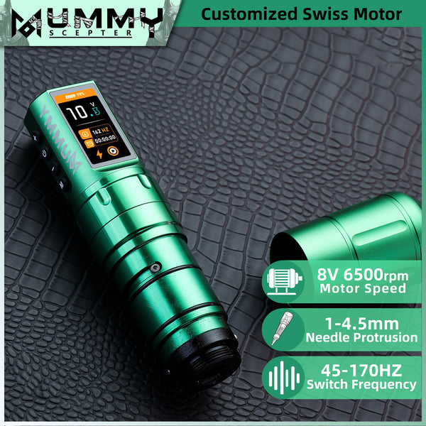 MUMMY SCEPTER PROFESSIONAL WIRELESS TATTOO MACHINE ADJUSTABLE STROKE LENGTH(Green)